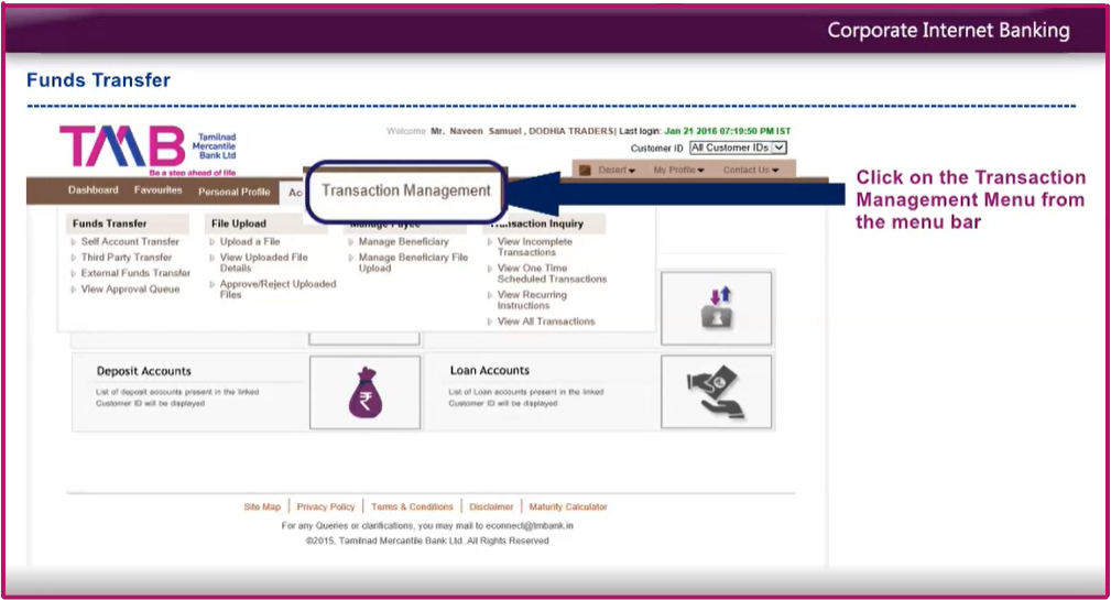 Self Account Transfer Module